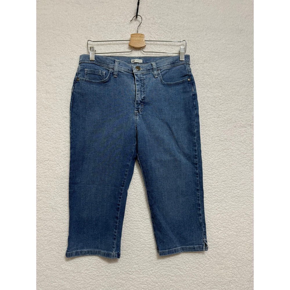 Lee At The Waist Womens 10 Petite Blue Denim Capri Jeans Crop Pants‎